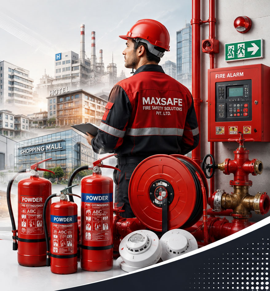 Fire safety engineer inspecting equipment